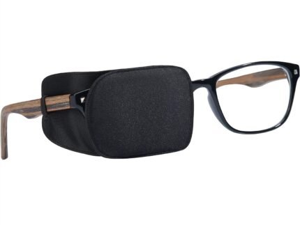 Astropic Silk Eye Patch for Adults Kids Glasses to Cover Either Eye (Medium, Black)