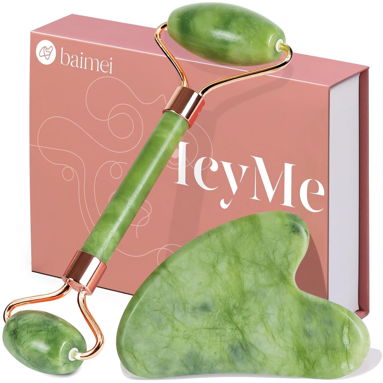 BAIMEI IcyMe Gua Sha & Jade Roller Set for Facial Sculpting and Relaxation BAIMEI IcyMe Gua Sha & Jade Roller Set for Facial Sculpting and Relaxation