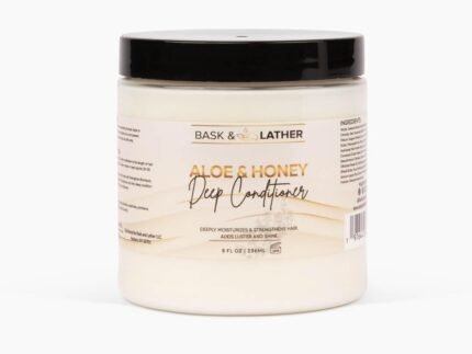 BASK & LATHER Aloe & Honey Deep Conditioner – Moisturizing Hair Mask with Aloe Vera, Honey & Shea Butter – Restores Strength, Reduces Breakage, For All Hair Types & Color-Treated Hair, 8oz