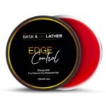 BASK & LATHER Strong Hold Edge Control Gel with Castor Oil, Non-Greasy, Non-Flaking, No White Cast, Long Lasting, Supports Hair Growth, Natural Formula, For All Hair Types, 5.3 Fl Oz