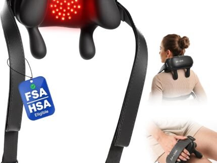 BOB AND BRAD Neck Massager with Near Infrared Heat & Red Light, Wearable Deep Tissue Kneading Shoulder Massager, iNeck Go Hands-Free Deep Pain Relief, FSA-HSA Eligible Christmas Day Gift for Women Men