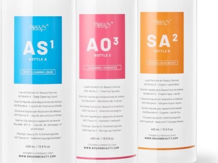 BRÜUN Aqua Facial Serums for Face Cleansing – A Pack of 400ml 3 Aqua Peeling Solution AS1, SA2, and AO3 –Skin Care Solution for Vacuum face Cleaning Jet for Home and Spa