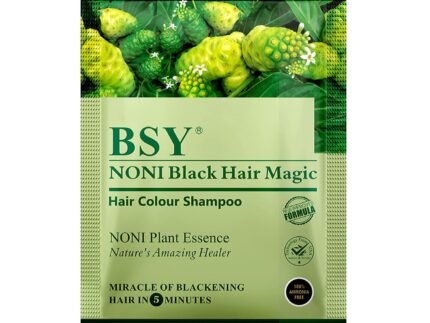 BSY 5-Minutes Hair Dye_Natural Black Color Shampoo For Men, Women | Noni Fruit Extract Based Premium Hair Care Shampoo (0.67 Fluid-oz_6 Sachet)