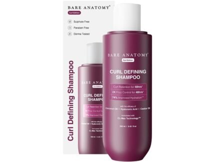 Bare Anatomy Curl Defining Shampoo | Curl Retention & 2X Frizz Protection For 48 Hours | Powered By Coconut Oil, Hyaluronic Acid & Castor Oil | Sulphate & Paraben Free | Women & Men | 250 ml