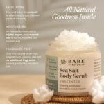 Bare Botanics 24oz Unscented Sea Salt Body Scrub Natural Exfoliator
