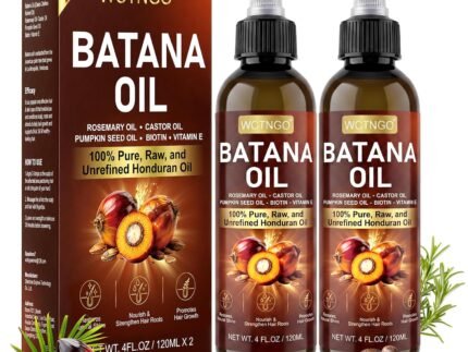 Batana Oil for Hair Growth–100% Pure Unrefined with Rosemary, Castor & Pumpkin Seed Oils, Infused with Biotin | Strengthens, Repairs Scalp, Nourishes & Reduces Hair Loss for Men & Women– 4 oz x 2 Pack