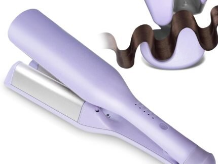 Beach Wave Curling Iron Deep Waver Hair Tool, Mermaid Hair Waver for Women Crimper, Anti-Scald, Dual Voltage, 1.4 Inch Ceramic Double Barrel Wavy Curling Iron, Purple