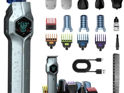 Beard Trimmer for Men, Magnetic Snap-on Replacement Heads, Blue
