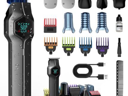 Beard Trimmer for Men, Magnetic Snap-on Replacement Heads, Gray