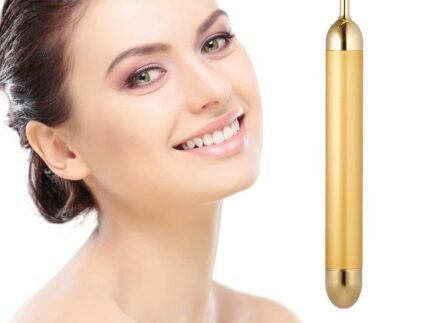 Beauty Bar 24k Golden Pulse Facial Massager, T-Shape Electric Sign Face Massage Tools for Sensitive Skin Face Pull Tight Firming Lift