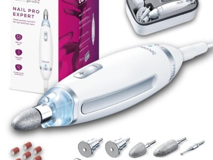 Beurer MP62 Professional Nail Drill Kit, Portable Electric File Machine with 10 Attachments & 10 Sanding Bands, Efile Dremel for Acrylic Gel Manicure and Pedicure, LED Light, with Storage Case