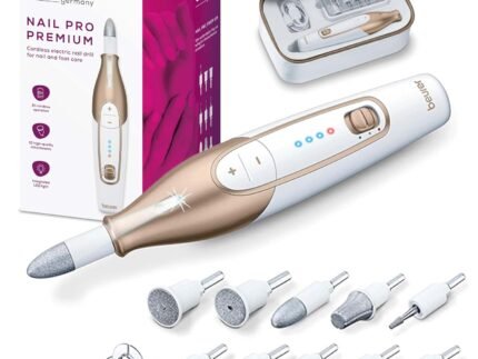 Beurer MP64 Nail Drill Kit, Cordless Electric Nail File with 10 Attachments and LED Light, Electric Manicure Set with Adjustable Speed, E-File for Manicure and Pedicure, with Storage Case