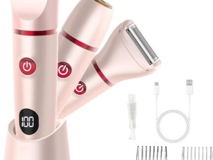 Bikini Trimmer for Women, Electric Razor for Pubic Hair 3-in-1, Bikini Shaver for Legs Body Hair, Womens Electric Razor IPX6 Waterproof, Gifts for Women,Pink