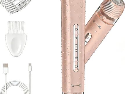 Bikini Trimmer for Women, Painless Dual Head Shaver for Sensitive Skin, IPX7 Waterproof for Safe Shower, USB-C, Detachable Head, Portable 2 in 1 Electric Razors for Pubic Hair, Pink