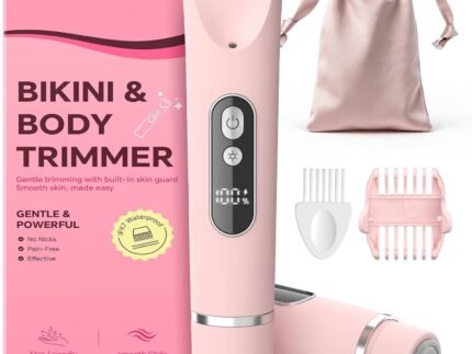 Bikini Trimmer for Women,Smooth Electric Razor for Sensitive Skin, IPX7 Waterproof Wet & Dry Cordless Body Shaver & Grooming Set for Bikini Area, Pubic Hair, Face, Underarms & Legs (Pink)