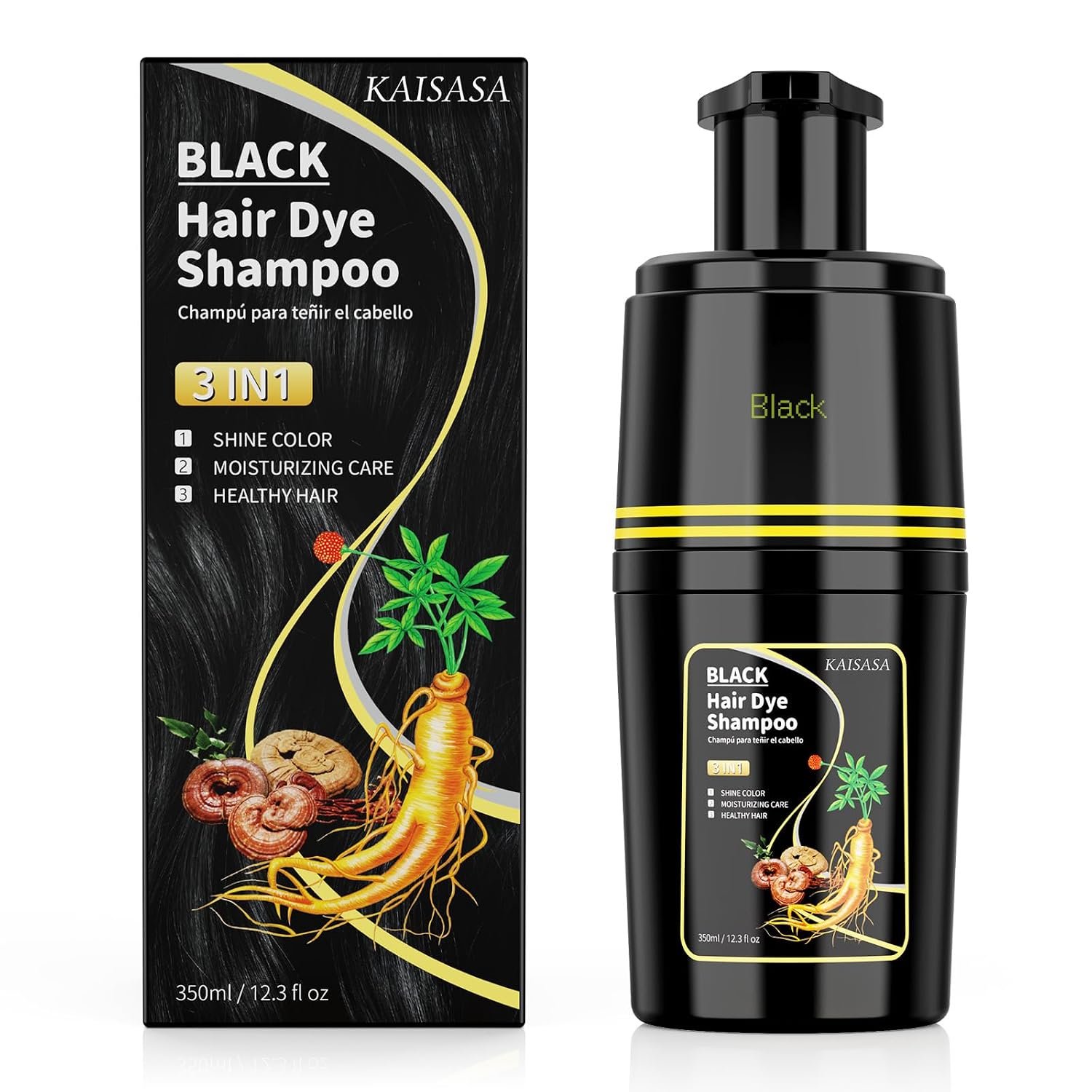 Black Hair Dye Shampoo 3 in 1, Hair Color Shampoo for Cover Grey Hair Black Hair Dye Shampoo 3 in 1, Hair Color Shampoo for Cover Grey Hair