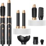 Blow Dryer Brush 6 in 1, Foldable Hair Dryer Brush with Air Styler Curler Wrap, Detachable Hot Air Brush Dry,Volumize, Straight,Curl, Negative Ion Brush Blow Dryer with Diffuser, Hair Styler Tools