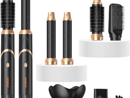Blow Dryer Brush 6 in 1, Foldable Hair Dryer Brush with Air Styler Curler Wrap, Detachable Hot Air Brush Dry,Volumize, Straight,Curl, Negative Ion Brush Blow Dryer with Diffuser, Hair Styler Tools