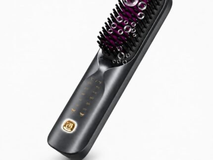 Bopcal Cordless Hair Straightener Brush for Travel, Upgraded Mini Portable Hair Straightening Brush for Women & Men, 300M Anti-Frizz Negative lons Straightening Comb, lonic Care & Fast Heating