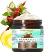 Botanical Beauty PEPPERMINT OIL SHEA BUTTER Unrefined Cold Pressed Moisturizing, Cooling 100% Pure Mentha piperita Essential Oil in Organic Shea Butter for Face, Body, Skin, Hair (4 Fl Oz - 120 ml)
