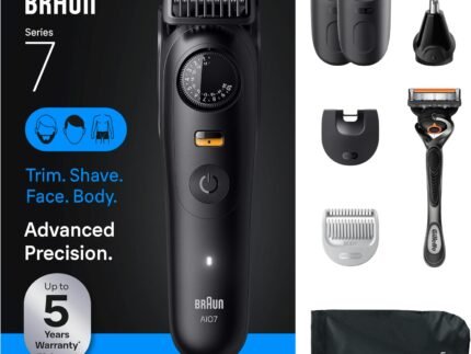 Braun All-in-One Series 7 Men’s Electric Beard Trimmer, Hair Clipper, Shaver & Razor for Face, Hair & Body, All-in-One AIO 7535 with Gillette ProGlide Razor, Cordless