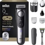 Braun All-in-One Series 9 PRO Men’s Electric Beard Trimmer, Hair Clipper, Shaver & Razor for Face, Hair & Body, AIO 9550 with Gillette Labs Razor, Cordless