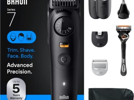 Braun Series 7 All-in-One Beard & Body Grooming Kit for Men, Cordless Trimmer, Hair Clippers & Shaver for Face, Hair & Body with Gillette ProGlide Razor, AIO 7530