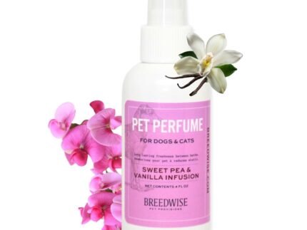 Breedwise Dog Perfume Spray – Sweet Pea & Vanilla Long Lasting Dog Cologne for Odor Neutralizing – Gentle Puppy Deodorizer & Grooming Mist for All Breeds – Made in USA (4 Oz)