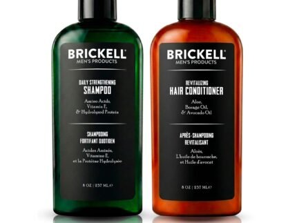 Brickell Men’s Daily Revitalizing Hair Care Routine, Shampoo and Conditioner Set For Men, With Pro-Vitamin B5, Aloe, and Tea Tree Oil, Strength and Volume Enhancing Conditioner, Gift Set