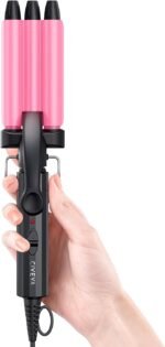 CIVEYA Mini Crimper for Short Hair 1/2 Inch, Small Crimper Hair Tool for Tight Beach Waves, 3 Barrel Waver with Argan Oil Infused, Easy to Use