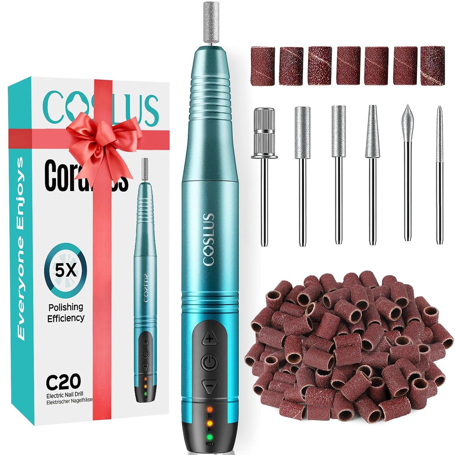 COSLUS C20 Cordless Nail Drill Electric File, All-in-One Kit, Blue COSLUS C20 Cordless Nail Drill Electric File, All-in-One Kit, Blue