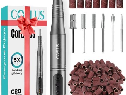 COSLUS C20 Cordless Nail Drill Electric File, All-in-One Kit, Grey