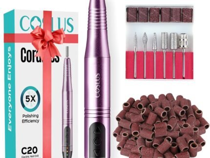 COSLUS C20 Cordless Nail Drill Electric File, All-in-One Kit, Purple