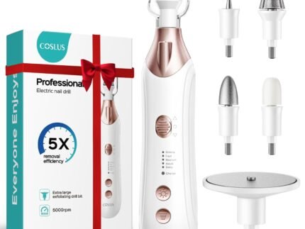 COSLUS C43 Professional Manicure Pedicure Kit, Upgrade Wider Grinder, White