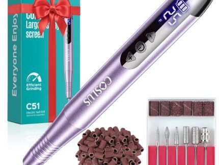 COSLUS C51 Cordless Electric Nail Drill, LED Screen & 25 Speeds, Purple