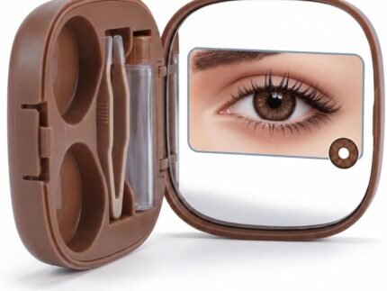 CRISTALINAS Contact lens case Contact Lens Soak Storage Box, Daring Eyes Diamond (Hazel) – Radiant Series – 1 Pair