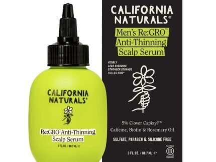 California Naturals Men’s Re: Gro Anti-Thinning Scalp Serum, 5% Capixyl with Biotin, Caffeine & Castor and Rosemary Oil, Non-Sticky Cooling Formula, Vegan & Cruelty Free, 3oz