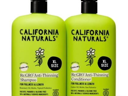 California Naturals Re:GRO Anti-Thinning Shampoo & Conditioner Set for Women, Biotin, Caffeine & Rosemary Oil, Hair Loss & Thinning Support, Sulfate Free, 20 fl oz