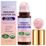 Castor Oil Rose Quartz Rollerball: Organic Castor Oil Roll On for Face