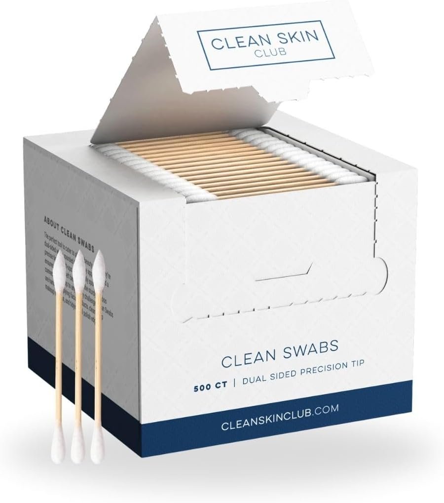Clean Skin Club Clean Swabs | 500CT | One Pointed Tip | Biodegradable + Organic Cotton & Bamboo | Makeup & Nail Polish Touch-ups | Chlorine-Free & Hypoallergenic (500 Count) Clean Skin Club Clean Swabs | 500CT | One Pointed Tip | Biodegradable + Organic Cotton & Bamboo | Makeup & Nail Polish Touch-ups | Chlorine-Free & Hypoallergenic (500 Count)