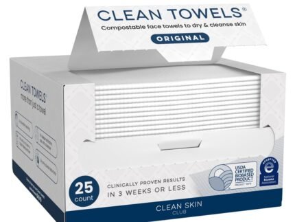Clean Skin Club Clean Towels®, 100% USDA Biobased Face Towel, Disposable Face Towelette, Eczema Association Accepted, Makeup Remover Dry Wipes, Ultra Soft, 1 Pack, 25 Ct