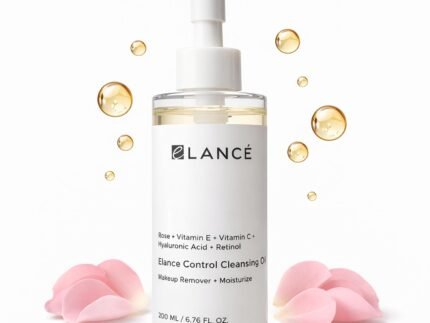 (Cleansing Oil) Cleansing Oil Makeup Remover with Rose, Retinol, Vitamin C & Hyaluronic Acid – eLANCÉ Control – Deep Clean, Hydrating & Glow – For All Skin Types, 6.76 fl oz