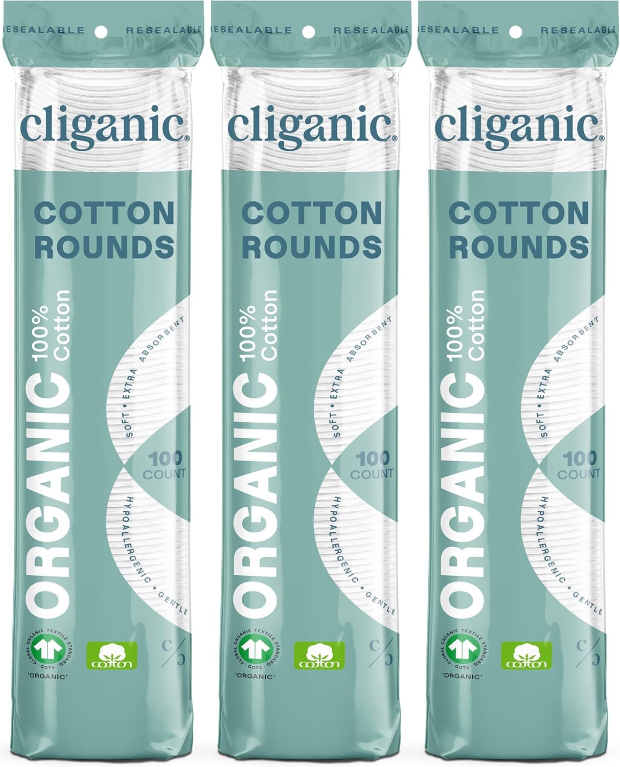 Cliganic Organic Cotton Rounds for Face, Makeup Remover Pads, 300 Cliganic Organic Cotton Rounds for Face, Makeup Remover Pads, 300 Count