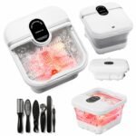 Collapsible Foot Soaking Tub Massager with Bubbles, Red Light, Temperature Control, Foot Spa Bath Massager with Heat and 8 Shiatsu Massage Rollers, Foot Bath Soak Tub, Pedicure Foot Spa, Pedicure Tub