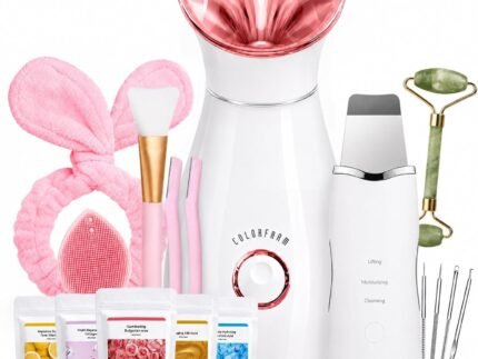 Colorfarm Facial Steamer Spa Kit with 17 Skin Care Tools for Home Spa