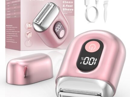Cordless Electric Shaver for Women: Mini Electric Razors with LED Display - Rechargeable Bikini Trimmer - IPX7 Waterproof Wet Dry Face Razor for Body Pubic Leg (Bright Pink)