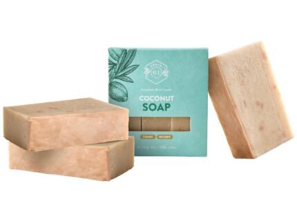 Crate 61 Organics, Handmade Vegan Natural Bar Soap Cold Pressed For Face And Body, With Premium Essential Oils, For Men And Women 3 Pack (Coconut)
