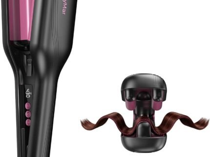CrazyMar Wave Curling Iron, Hair Crimper for Women – 15s Fast Heat-Up, Smart Timer, Easy Clamp for Instant Beach Waves & 24H Curls – Salon Styling for Beach, Work, Travel, 1inch (Black)