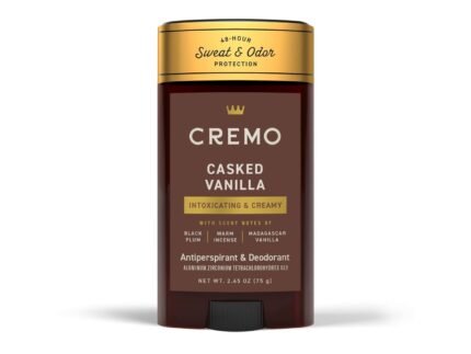 Cremo Deodorant & Antiperspirant for Men, Casked Vanilla, 2.65 oz