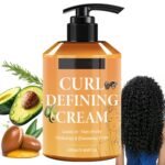 Curl Defining Cream, Anti Frizz Curling Cream for Enhances Wavy Hair and Curly Hair Hydrating Argan Oil Hair Mask Long-Lasting Styling Volume 9.46 FL OZ